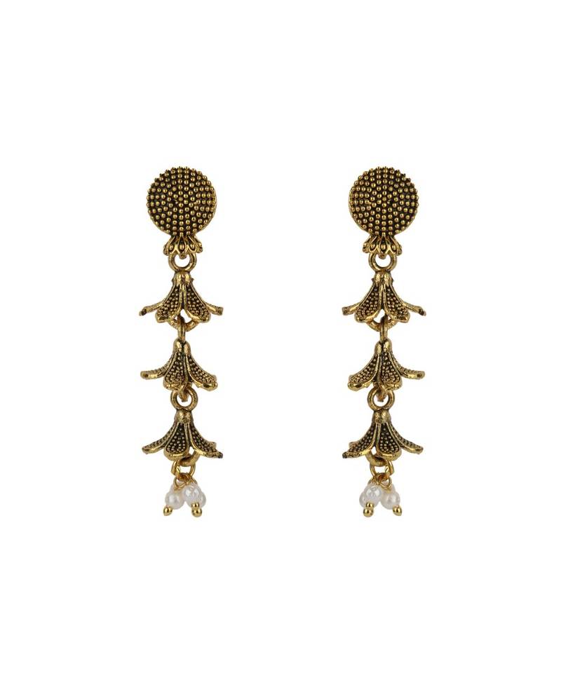 Gold Plated Meenakari Designed Jhumka Earring For Women   Combo of 2 Pearl Alloy Jhumki Earring