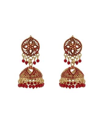 Gold Plated Meenakari Designed Jhumka Earring For Women   Combo of 2 Pearl Alloy Jhumki Earring 2
