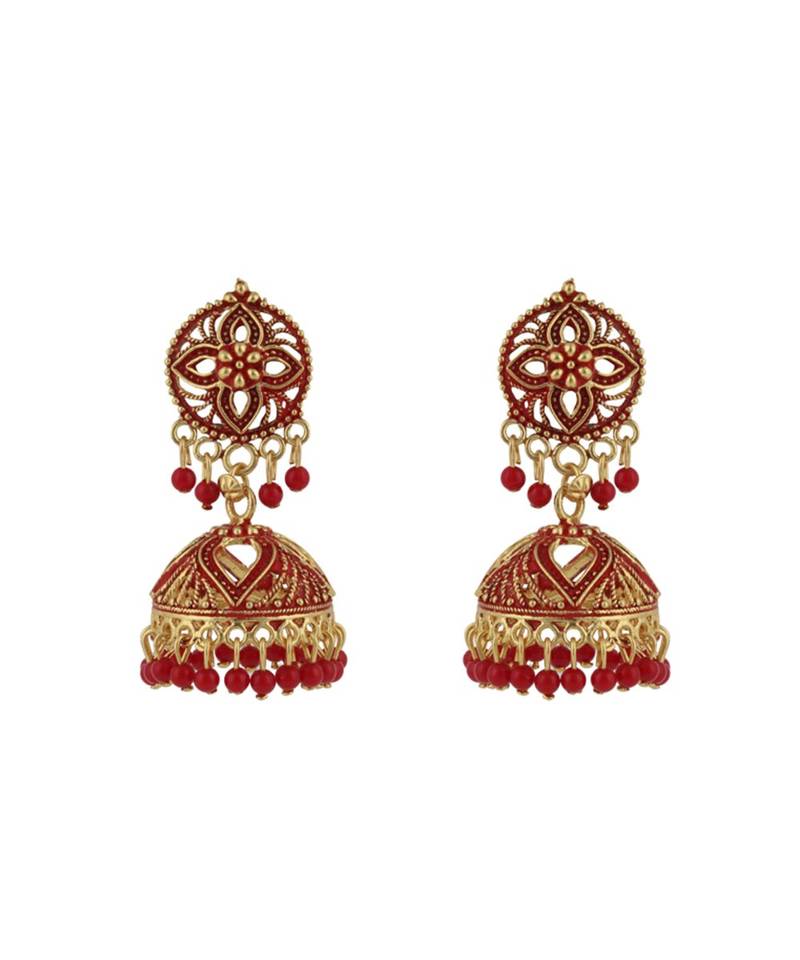 Gold Plated Meenakari Designed Jhumka Earring For Women   Combo of 2 Pearl Alloy Jhumki Earring