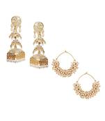 Gold Plated Meenakari Designed Jhumka Earring For Women   Combo of 2 Pearl Alloy Jhumki Earring