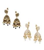 Gold Plated Meenakari Designed Jhumka Earring For Women   Combo of 2 Pearl Alloy Jhumki Earring