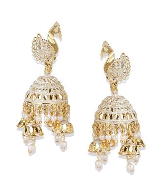 Gold Plated Meenakari Designed Jhumka Earring For Women   Combo of 2 Pearl Alloy Jhumki Earring 2