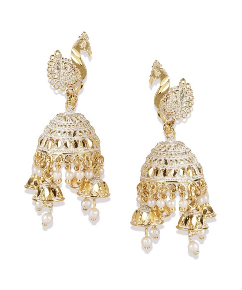 Gold Plated Meenakari Designed Jhumka Earring For Women   Combo of 2 Pearl Alloy Jhumki Earring