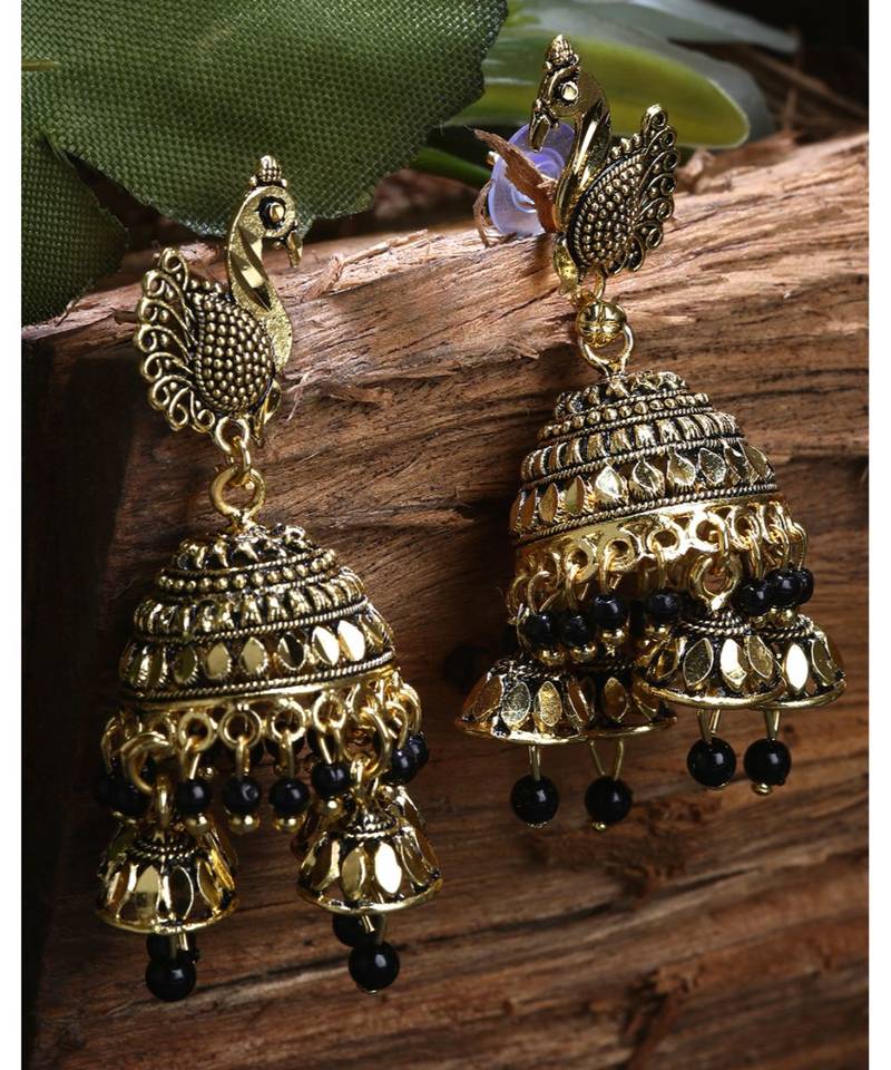 Gold Plated Meenakari Designed Jhumka Earring For Women   Combo of 2 Pearl Alloy Jhumki Earring