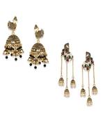 Gold Plated Meenakari Designed Jhumka Earring For Women   Combo of 2 Pearl Alloy Jhumki Earring