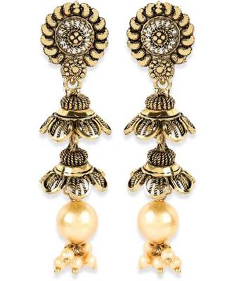 Gold Plated Meenakari Designed Jhumka Earring For Women   Combo of 2 Pearl Alloy Jhumki Earring 2