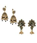 Gold Plated Meenakari Designed Jhumka Earring For Women   Combo of 2 Pearl Alloy Jhumki Earring