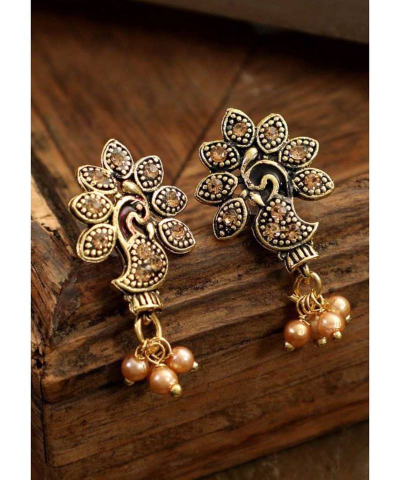 Gold Plated Meenakari Designed Jhumka Earring For Women   Combo of 2 Pearl Alloy Jhumki Earring