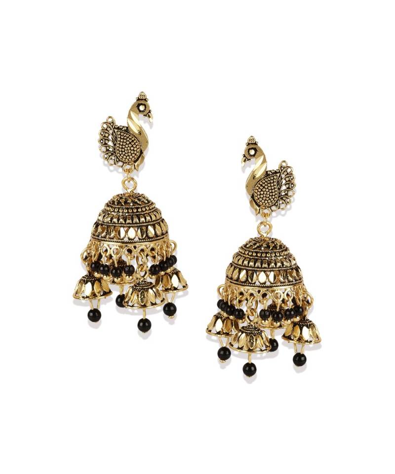 Gold Plated Meenakari Designed Jhumka Earring For Women   Combo of 2 Pearl Alloy Jhumki Earring
