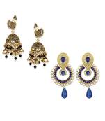 Gold Plated Meenakari Designed Jhumka Earring For Women   Combo of 2 Pearl Alloy Jhumki Earring