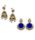 Gold Plated Meenakari Designed Jhumka Earring For Women   Combo of 2 Pearl Alloy Jhumki Earring