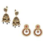 Gold Plated Meenakari Designed Jhumka Earring For Women   Combo of 2 Pearl Alloy Jhumki Earring