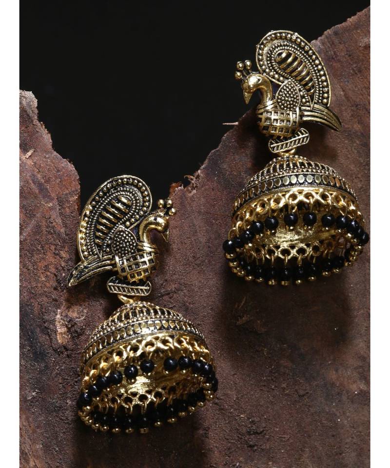 Bollywood Inspired Peacock Designed Meenakari Enamelled Jhumka Earring For Women   Combo of 2