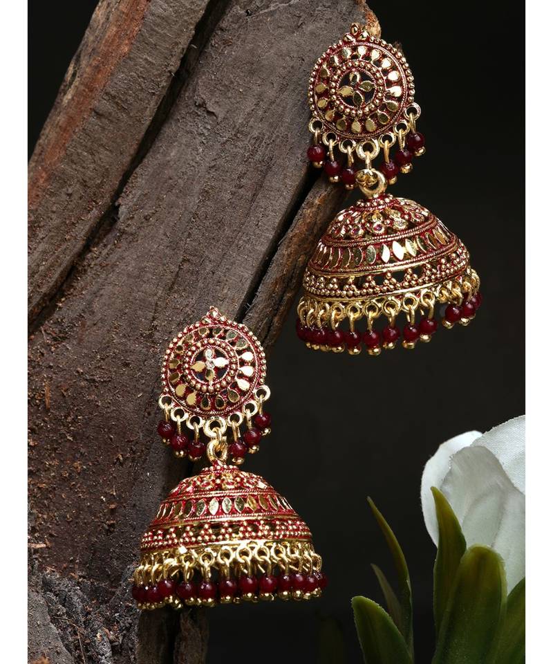 PartyWear Meenakari Designed Round Shaped Jhumka Earring For Women