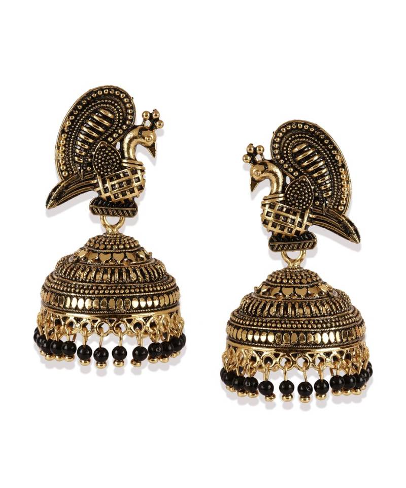 Bollywood Inspired Peacock Designed Meenakari Enamelled Jhumka Earring For Women   Combo of 2