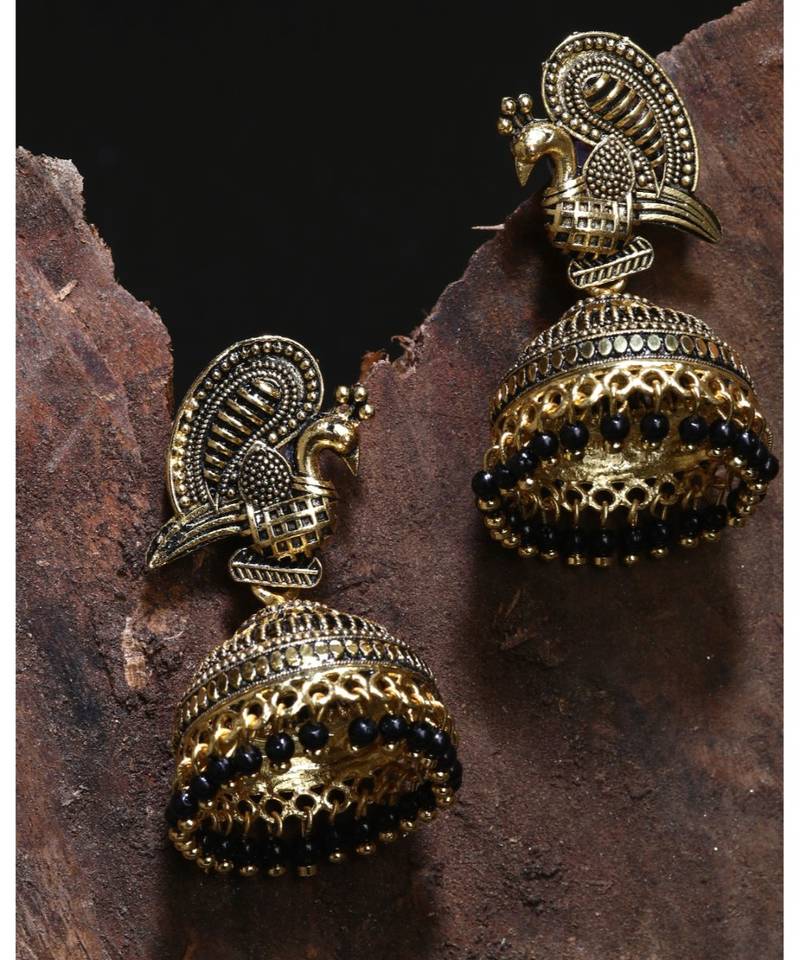 Bollywood Inspired Peacock Designed Meenakari Enamelled Jhumka Earring For Women   Combo of 2
