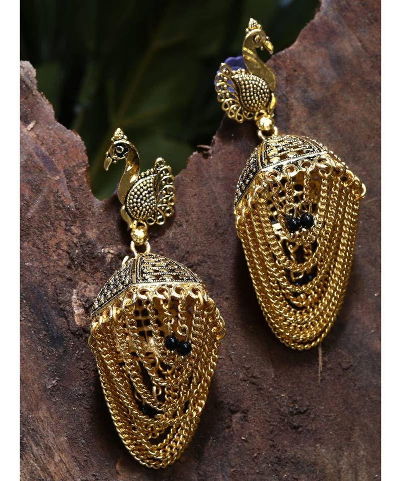 Bollywood Inspired Peacock Designed Meenakari Enamelled Jhumka Earring For Women   Combo of 2