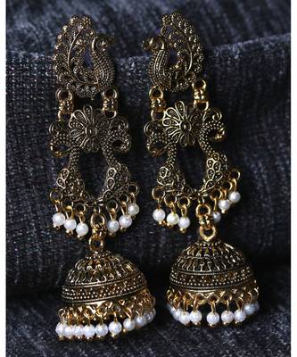 Bollywood Inspired Peacock Designed Meenakari Enamelled Jhumka Earring For Women   Combo of 2 4