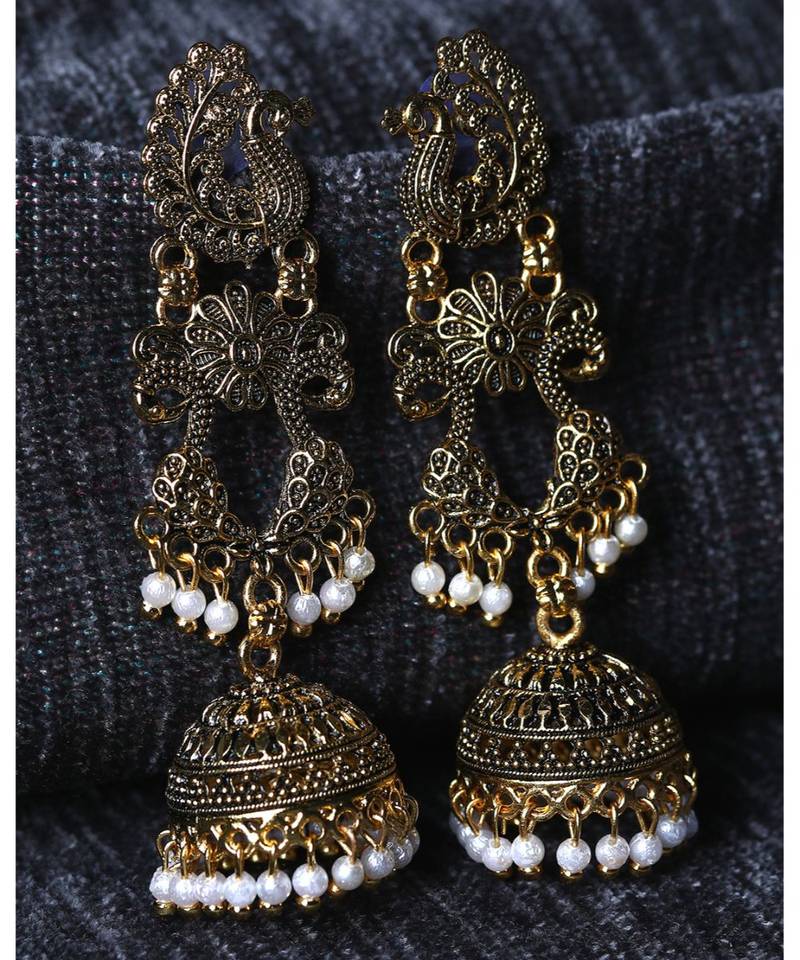 Bollywood Inspired Peacock Designed Meenakari Enamelled Jhumka Earring For Women   Combo of 2