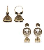 Bollywood Inspired Peacock Designed Meenakari Enamelled Jhumka Earring For Women   Combo of 2