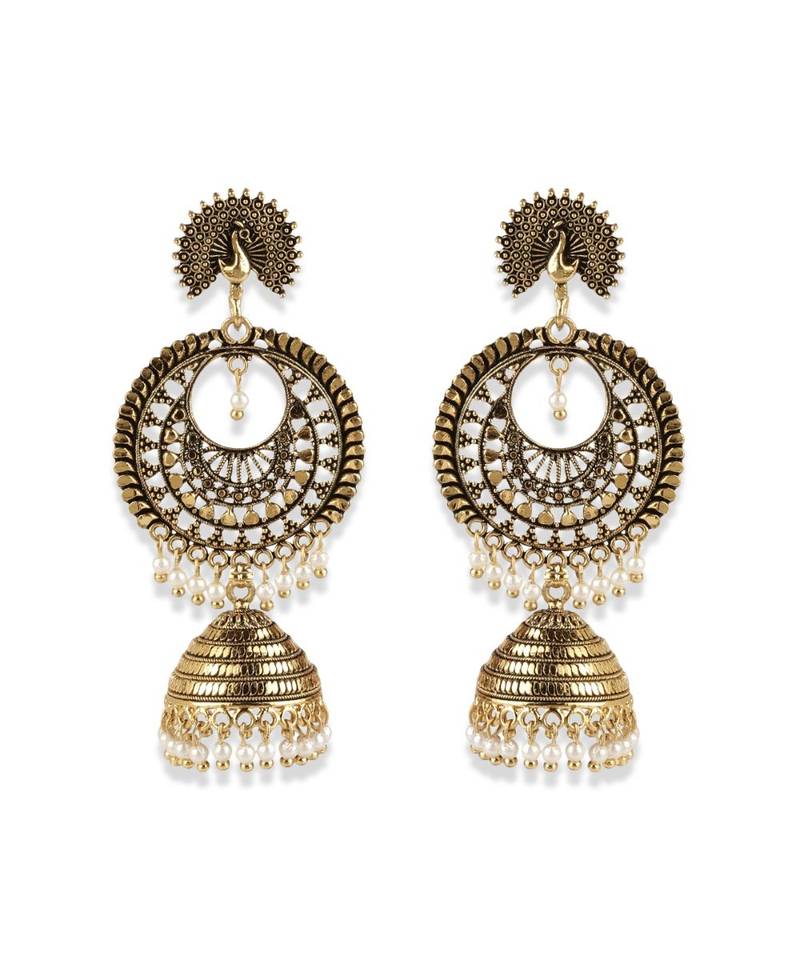 Bollywood Inspired Peacock Designed Meenakari Enamelled Jhumka Earring For Women   Combo of 2