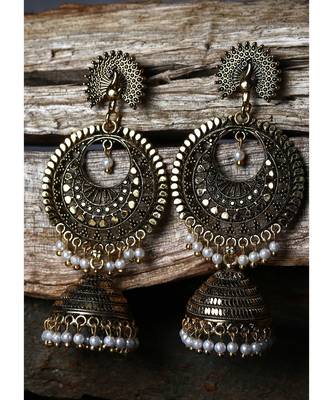 Bollywood Inspired Peacock Designed Meenakari Enamelled Jhumka Earring For Women   Combo of 2 4