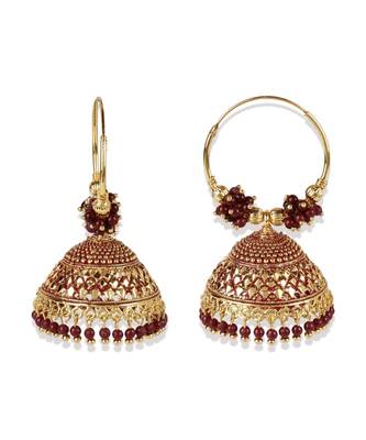 Light weighted  Gold Plated Traditional Meenakari  Designed Round shaped  Jhumka Earring for Women   Combo of 2 2