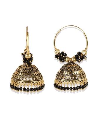 Light weighted  Gold Plated Traditional Meenakari  Designed Round shaped  Jhumka Earring for Women   Combo of 2 3