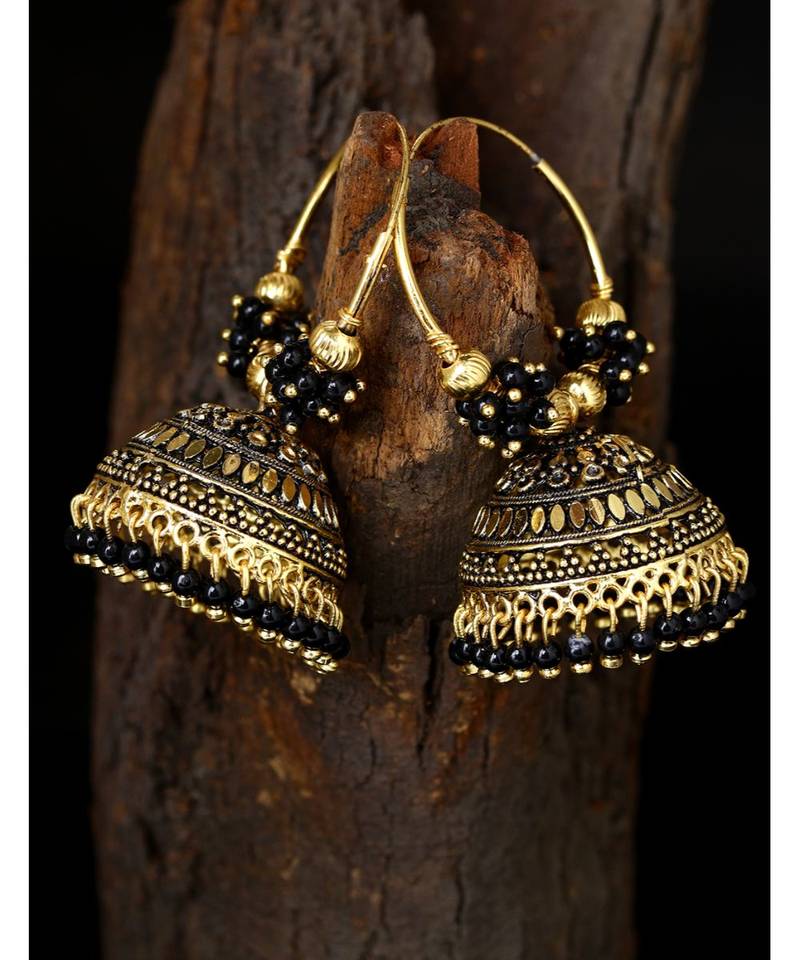 Light weighted  Gold Plated Traditional Meenakari  Designed Round shaped  Jhumka Earring for Women   Combo of 2
