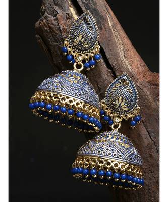 PartyWear Meenakari Designed Round Shaped Jhumka Earring For Women 4