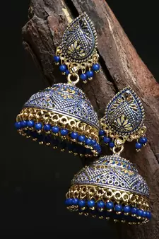 PartyWear Meenakari Designed Round Shaped Jhumka Earring For Women