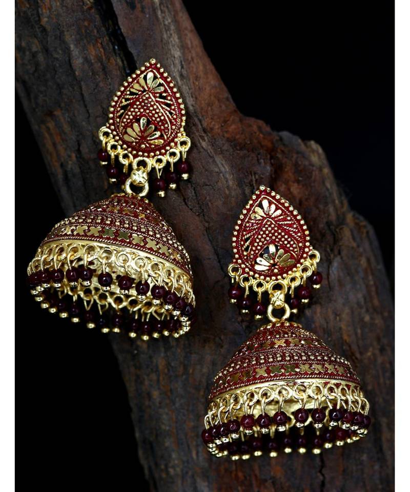 PartyWear Meenakari Designed Round Shaped Jhumka Earring For Women