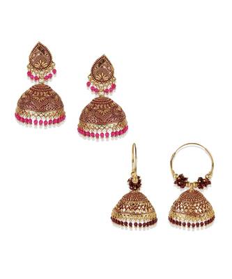PartyWear Meenakari Designed Round Shaped Jhumka Earring For Women 1