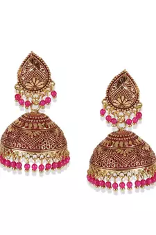 PartyWear Meenakari Designed Round Shaped Jhumka Earring For Women