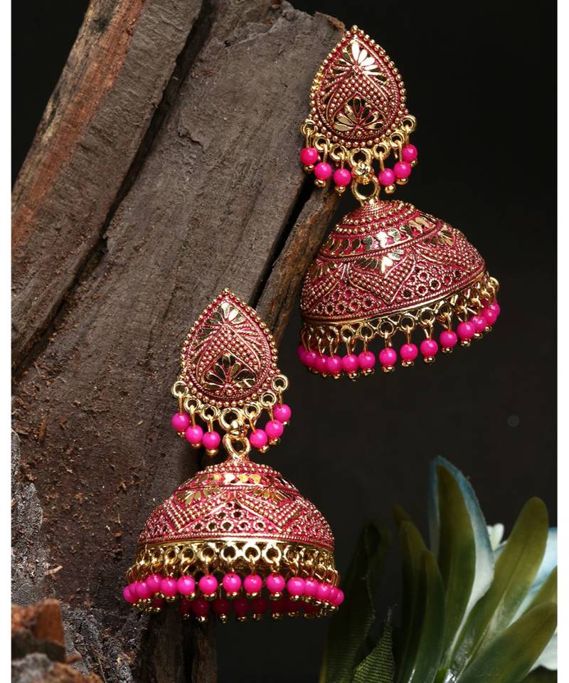 PartyWear Meenakari Designed Round Shaped Jhumka Earring For Women