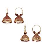 Dome Shaped   Gold Plated Meenakari Designed Jhumka Earring For Women   Combo of 2