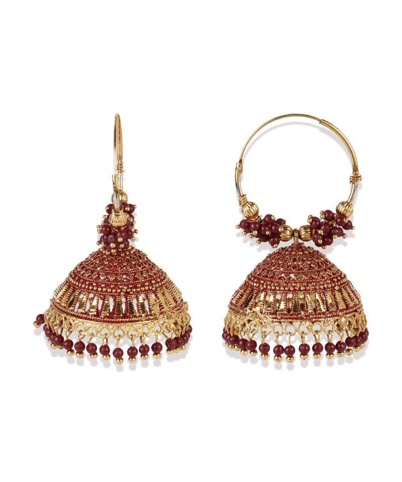Dome Shaped   Gold Plated Meenakari Designed Jhumka Earring For Women   Combo of 2