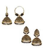 Light weighted  Gold Plated Traditional Meenakari  Designed Round shaped  Jhumka Earring for Women   Combo of 2