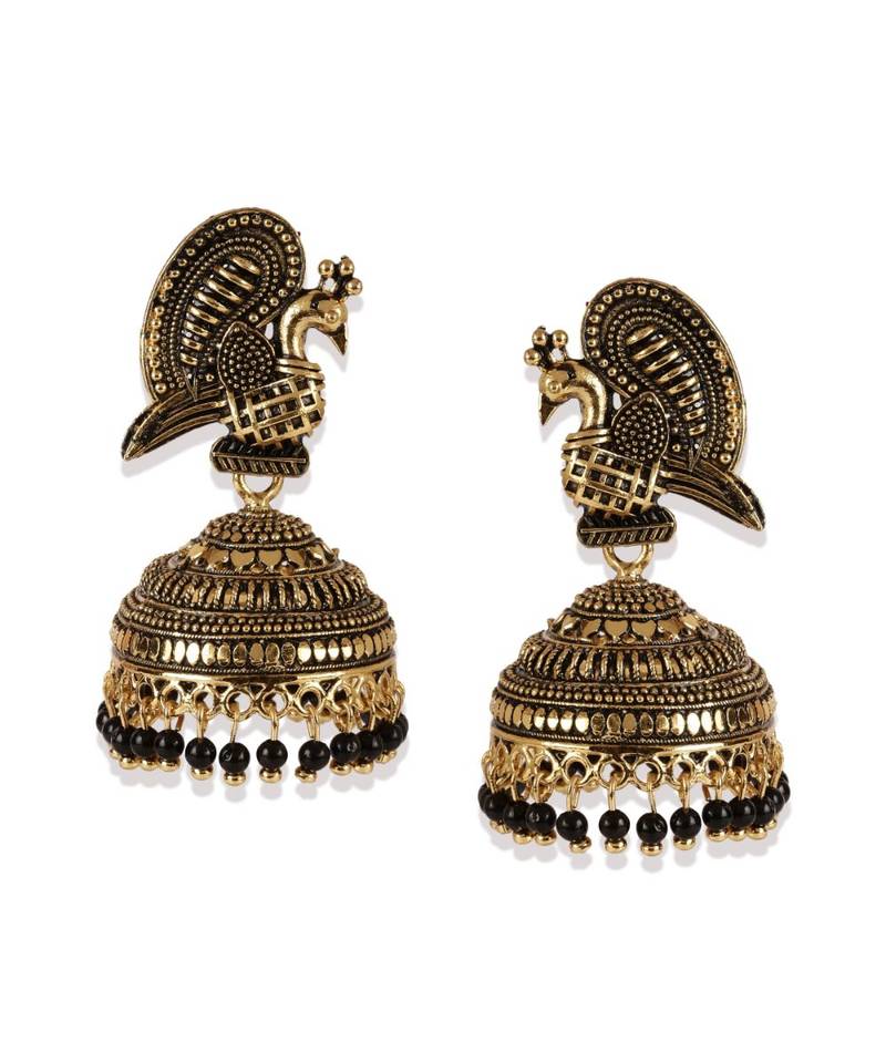 Bollywood Inspired Peacock Designed Meenakari Enamelled Jhumka Earring For Women   Combo of 2