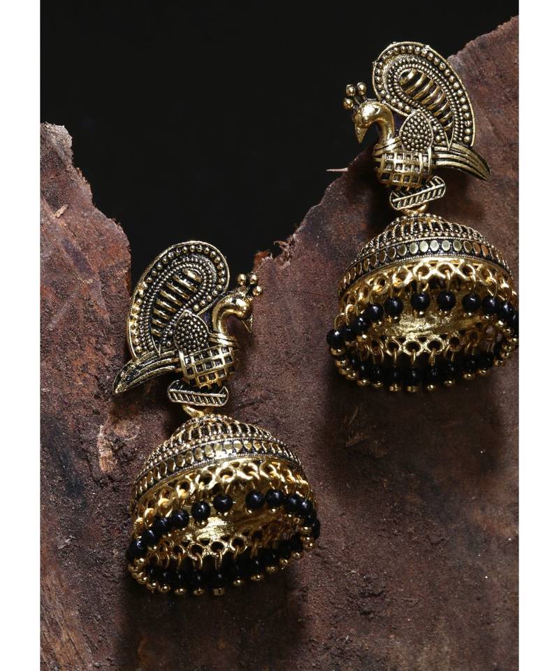 Bollywood Inspired Peacock Designed Meenakari Enamelled Jhumka Earring For Women   Combo of 2