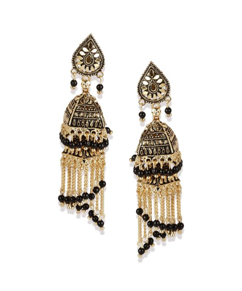 Trendy & Stylish Gold  Plated Ethnic  Collection Meenakari Designed Jhumka Earring with Pearl Drop   Combo of 2