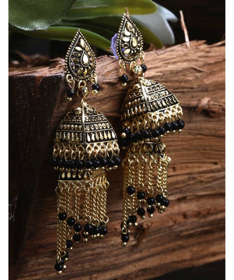 Trendy & Stylish Gold  Plated Ethnic  Collection Meenakari Designed Jhumka Earring with Pearl Drop   Combo of 2