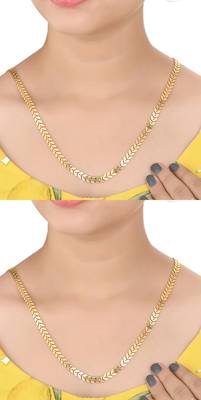 Combo of 2nos 22inches Long Gold Plated Brass Chains 1