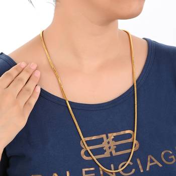 Combo of 2nos 28inches Long Gold Plated Brass Chains 2