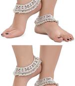 2 Pairs Silver Plated Indian Traditional Ethnic Fancy Anklets