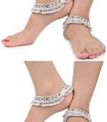 2 Pairs Silver Plated Indian Traditional Ethnic Fancy Anklets