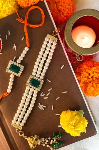 Designer Bhaiya Bhabhi Hanging Lumba Rakhi Combo Set for Rakshabhandan Special
