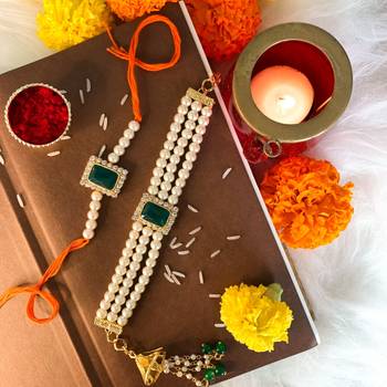 Designer Bhaiya Bhabhi Hanging Lumba Rakhi Combo Set for Rakshabhandan Special 1