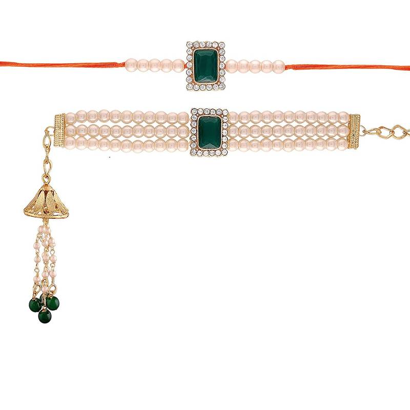 Designer Bhaiya Bhabhi Hanging Lumba Rakhi Combo Set for Rakshabhandan Special