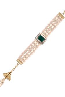 Gold Plated Hanging Pearl Beaded Lumba Rakhi for Bhabhi (Pack of 1)